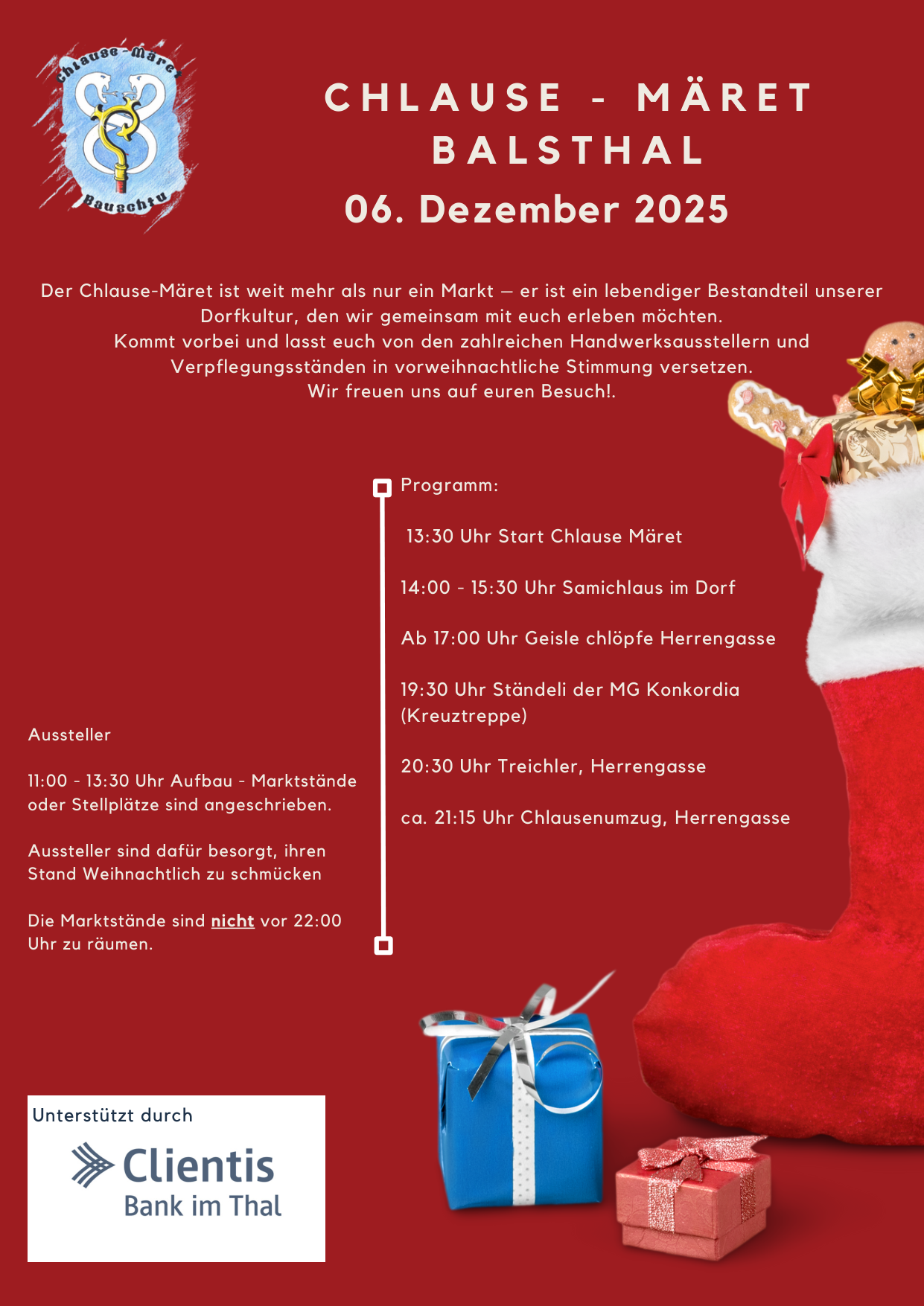 Chlausemäret Balsthal – Weihnachtsmarkt im Naturpark Thal